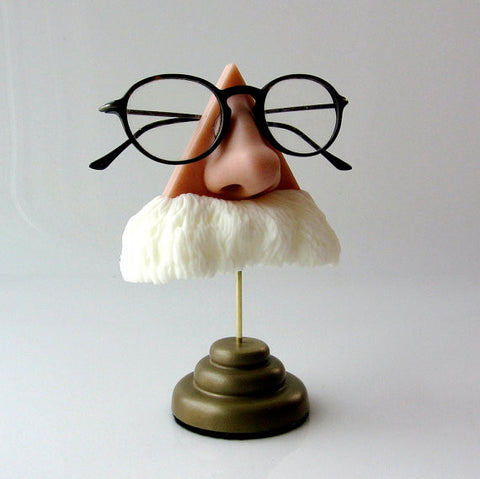 Big White Mustache Eyeglass Stand for Your Favorite Einstein Lookalike