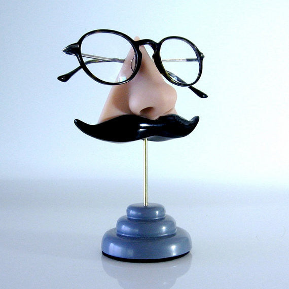 Nose Eyeglass Stand with Black Mustache Key Hook – ArtAkimbo